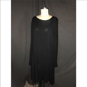 Black Long-Sleeved Jersey Swing Dress